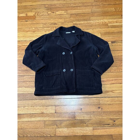Mod-o-doc Womens Corduroy Jacket Sz 2 Shacket Black Fleece Lined Button Up - Picture 1 of 7